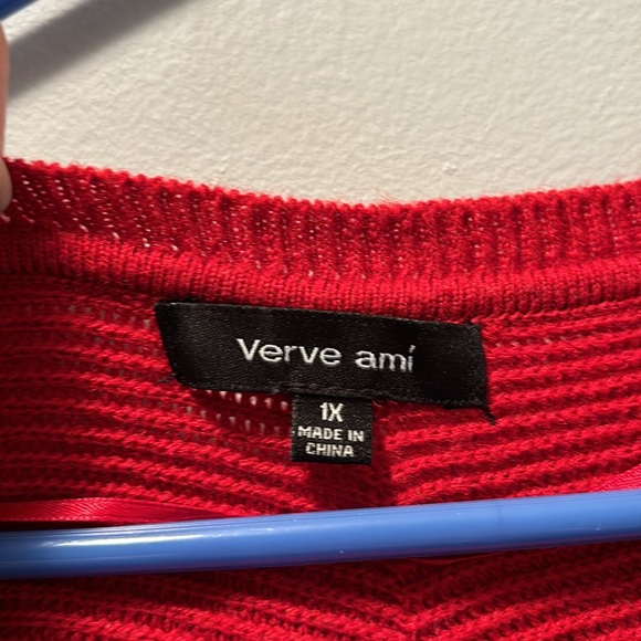 3/$5🌷 Women’s Verve Ami Red Knit Poncho 1X - Picture 4 of 7